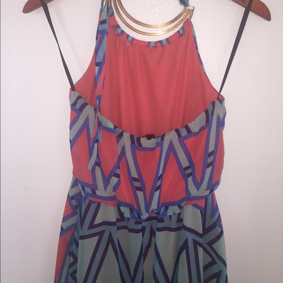 🐠Coral AND teal dress with gold halter 🌊 - Picture 5 of 6